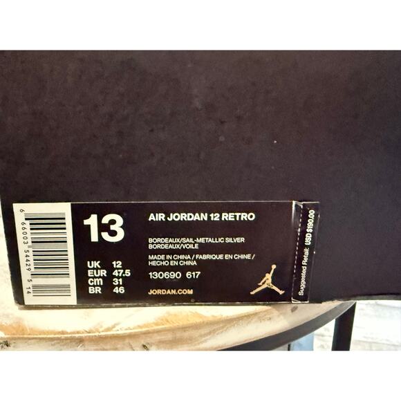 Jordan 12 Retro Bordeaux Size 13 130691-617 main image 8